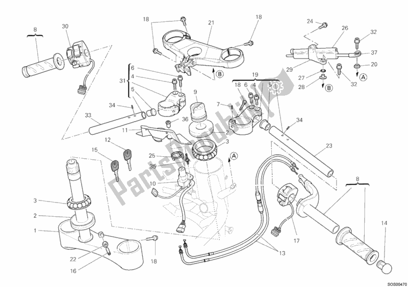 All parts for the Handlebar of the Ducati Superbike 1198 S 2010